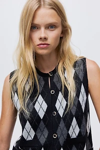 Wool-Blend Jacquard-Knit Vest