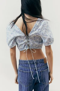 Lacing-detail cotton blouse