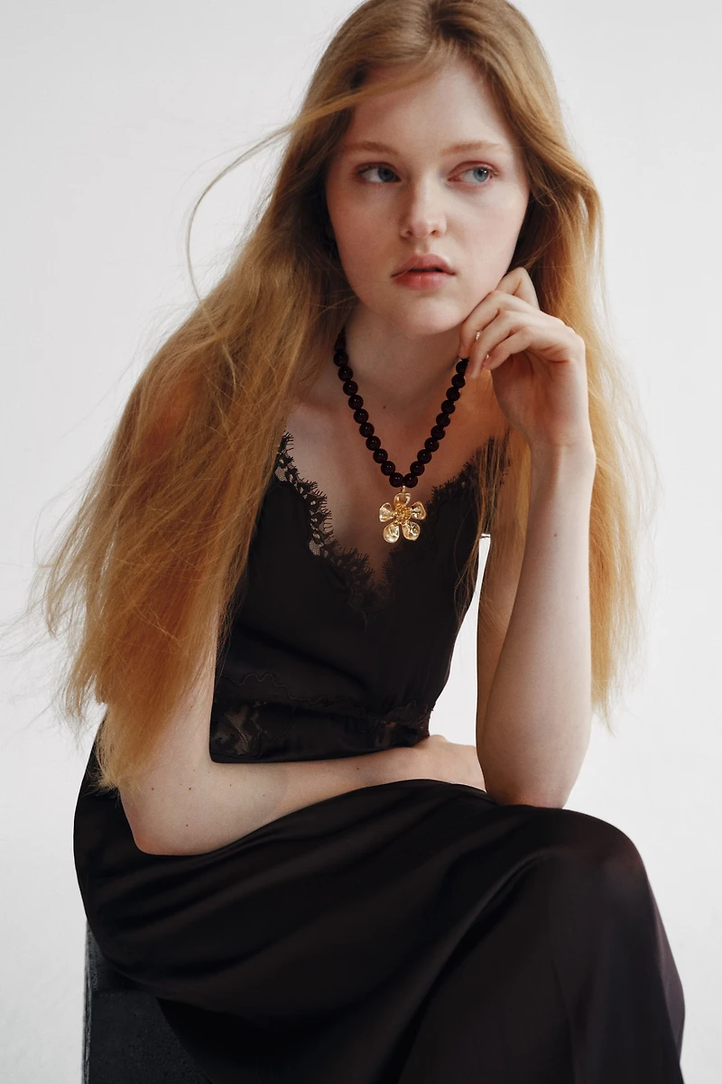 Beaded Necklace with Pendant