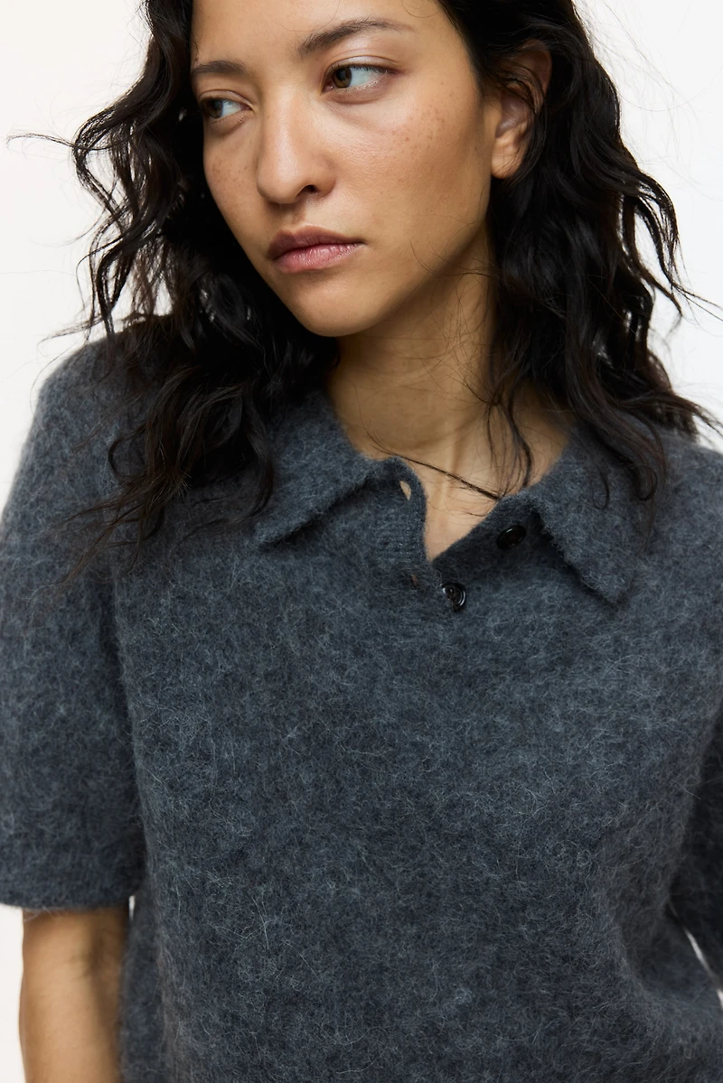 Alpaca-Blend Polo Shirt