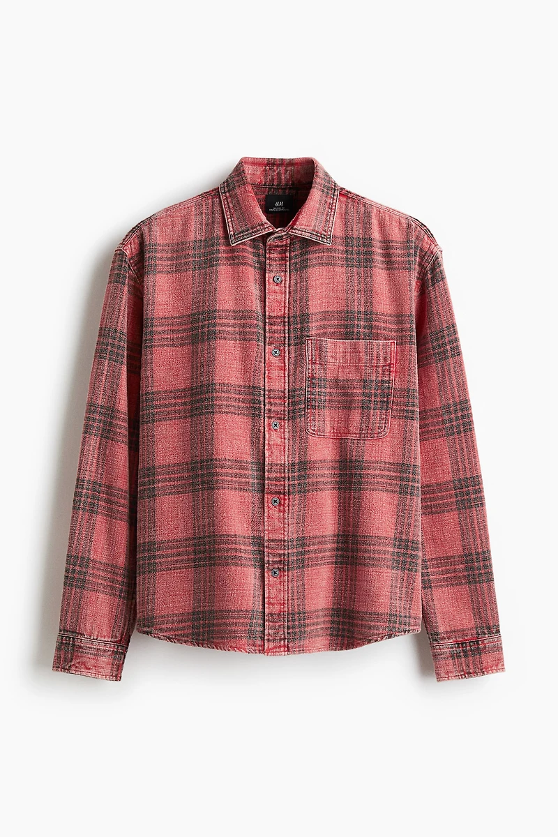 Loose-Fit Washed Flannel Shirt