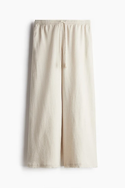 Linen-Blend Drawstring Pants