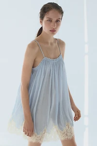 Lace-Trimmed Chiffon Strappy Dress