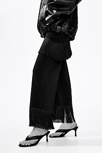 Fringe-Trimmed Jersey Pants