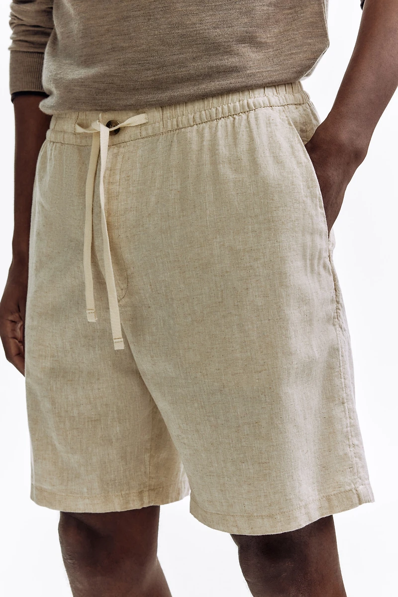 Regular Fit Linen-Blend Shorts