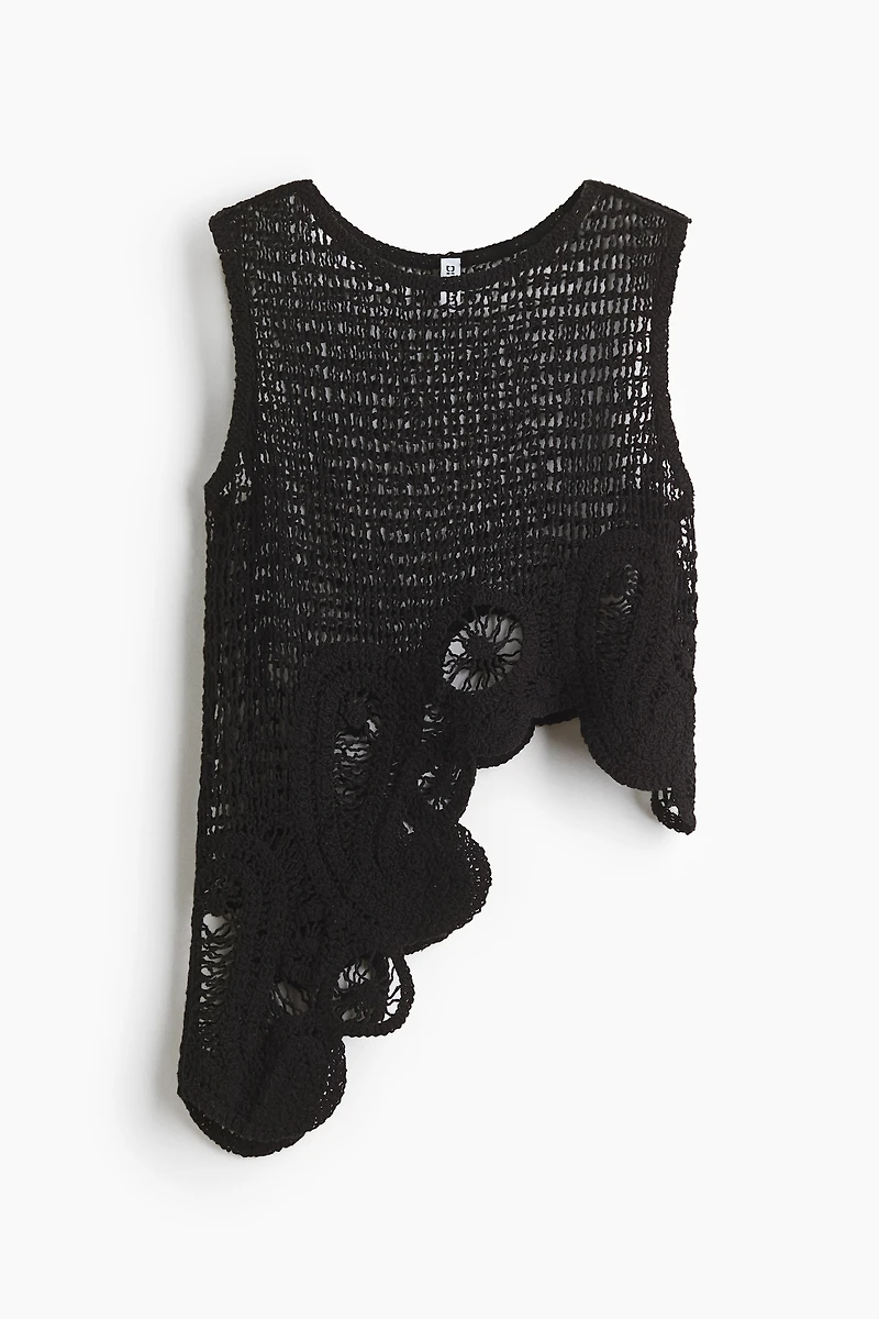 Asymmetric Crochet-Look Top