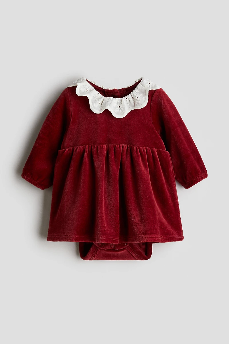 Cotton Velour Bodysuit Dress