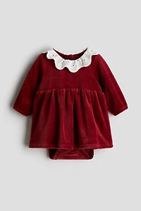 Cotton Velour Bodysuit Dress