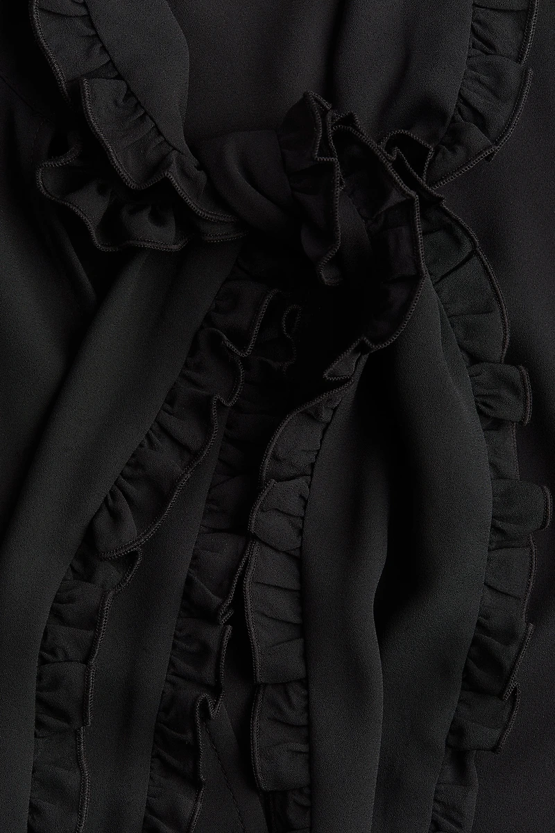 Ruffle-Trimmed Tie-Neck Blouse