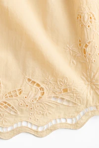 Cotton Beach Shorts with Eyelet Embroidery