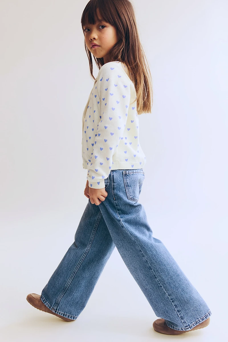 Motif-Detail Wide-Leg Jeans