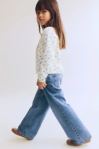 Motif-Detail Wide-Leg Jeans