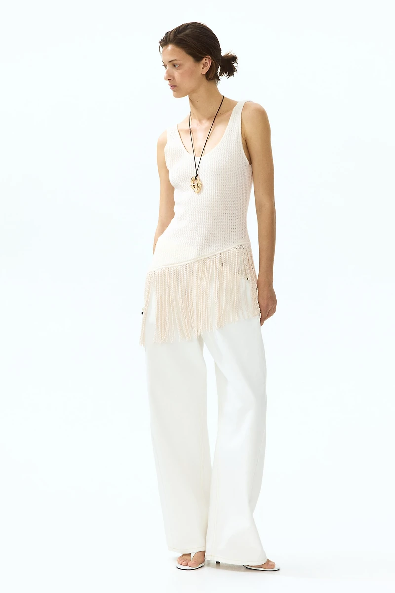 Asymmetric Fringe-Trimmed Top