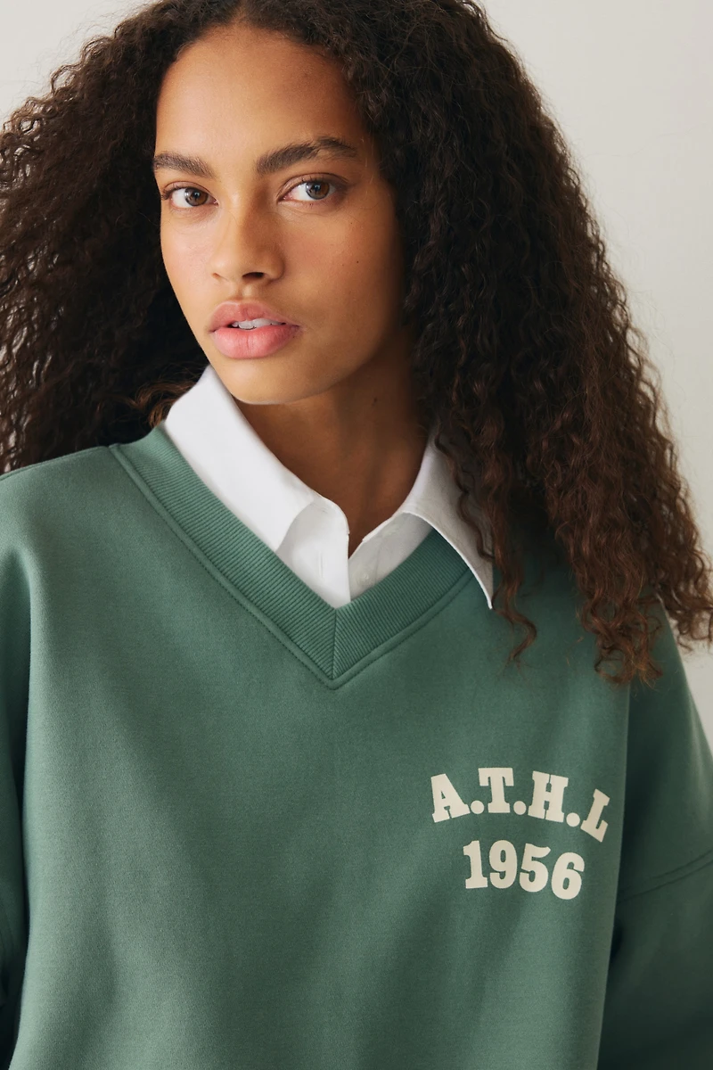 Oversized V-Neck Sweatshirt