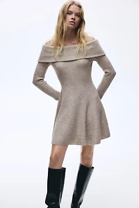 Rib-Knit Off-the-Shoulder Dress