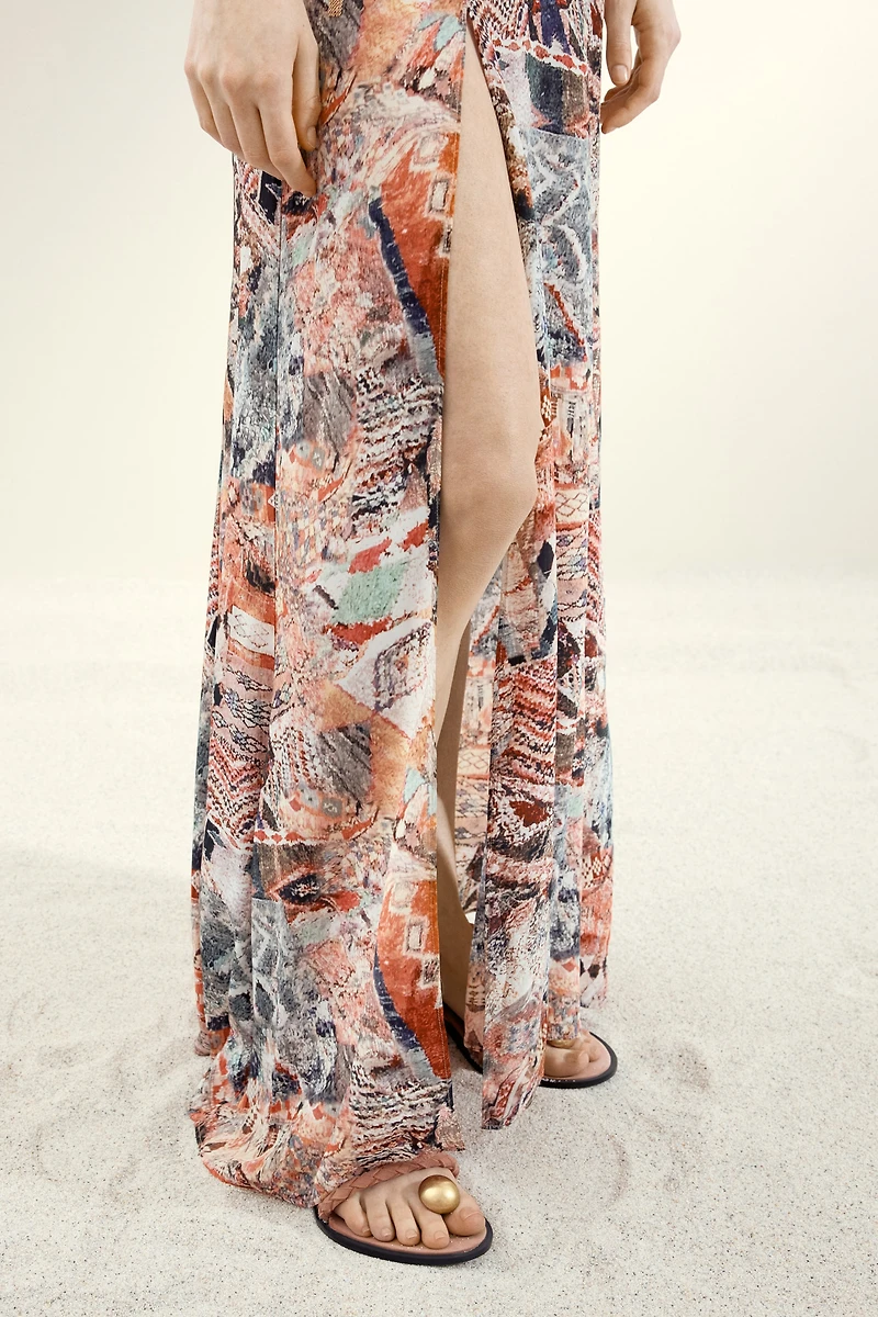 Draped Patterned Dress