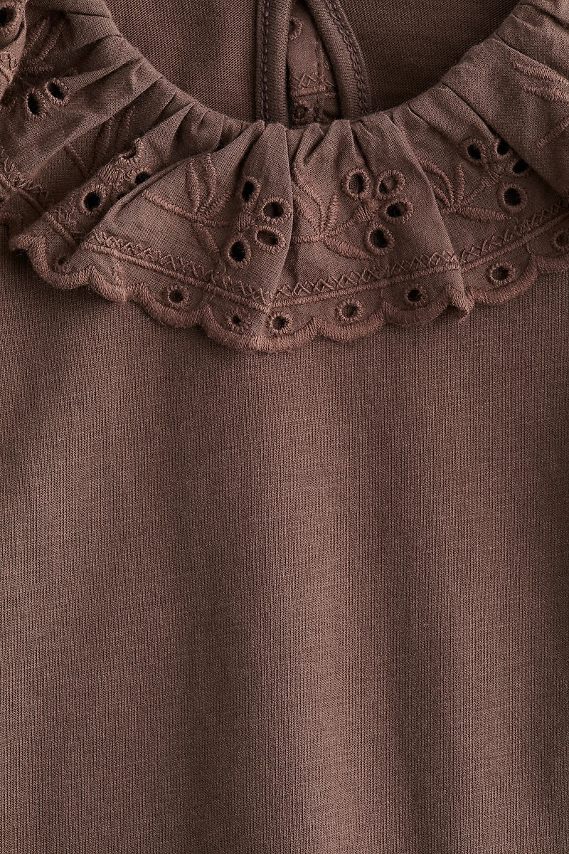 Top with Eyelet-Embroidered Collar