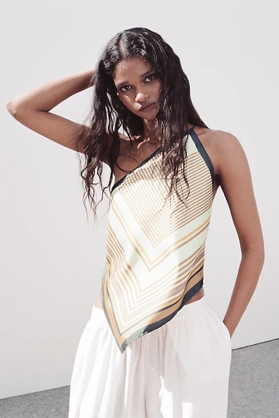 Scarf-Look One-Shoulder Top