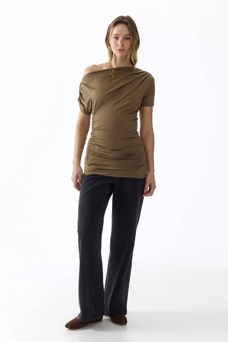 MAMA Draped One-Shoulder Top