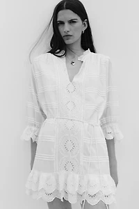 Cotton Dress with Eyelet Embroidery