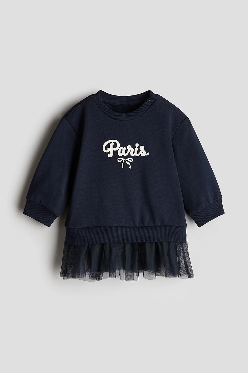 Sweatshirt Dress with Tulle Skirt