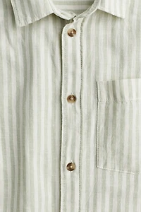 Long-sleeved Linen-blend Shirt