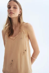 Embroidered strappy top