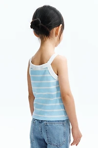 Ribbed Tank Top with Motif