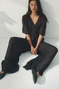 Pantalon en viscose avec dentelle