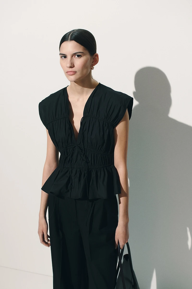 Drawstring Poplin Blouse