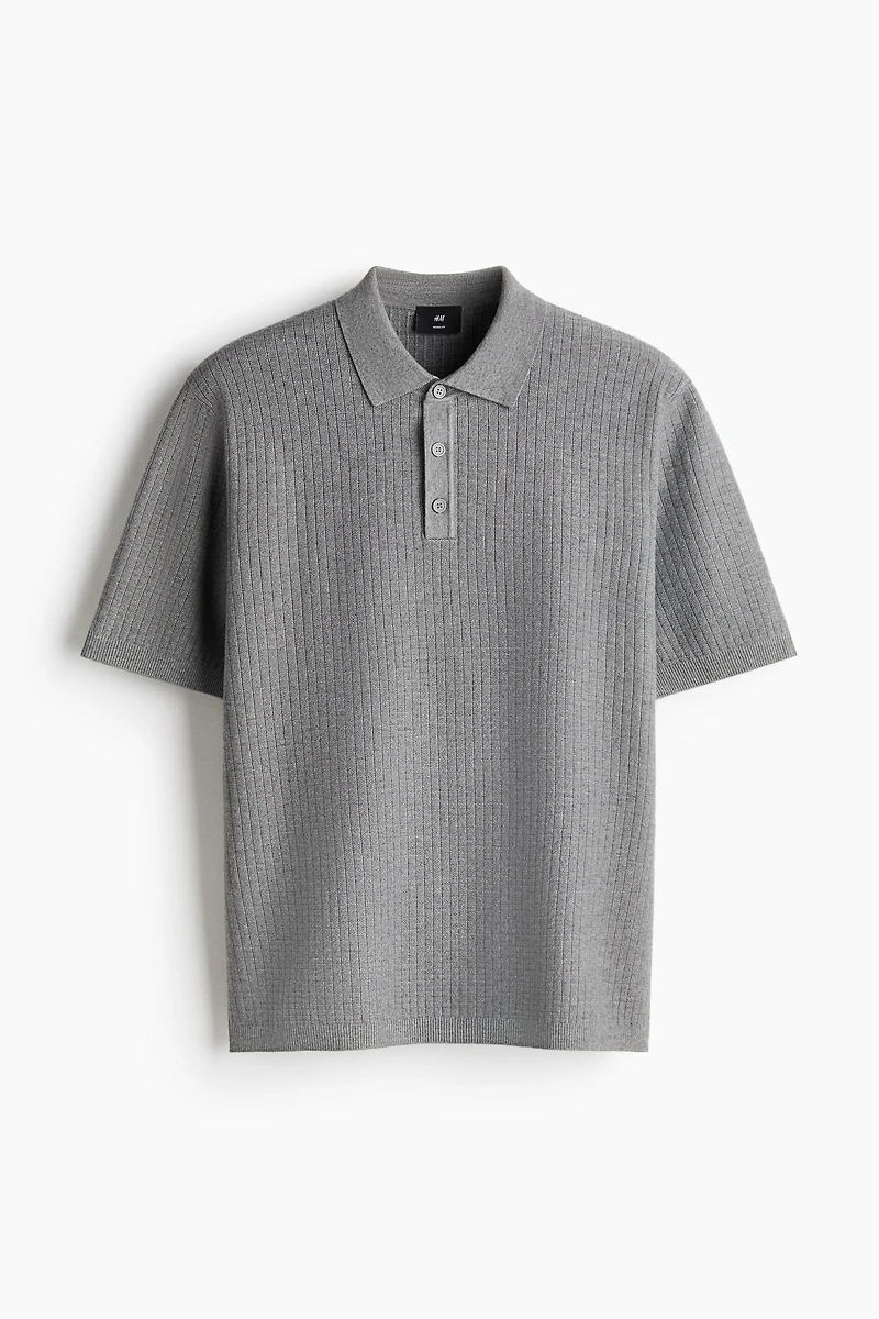 Regular Fit Textured-Knit Polo Shirt