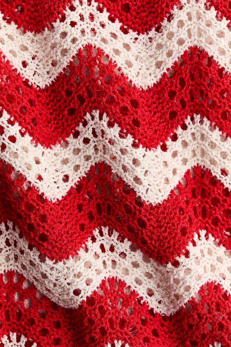 Crochet-Look Jacquard Jersey Top