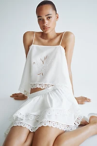Lace-Trimmed Tiered Skirt