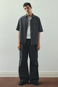 Oversized-Fit Short-Sleeved Linen-Blend Shirt