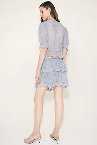 Embroidered Tiered Skirt