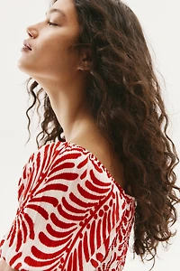 Smocked-Bodice Crinkled Dress