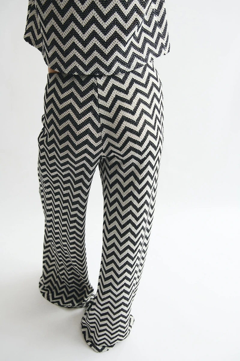 Wide-Leg Jacquard-Knit Pants