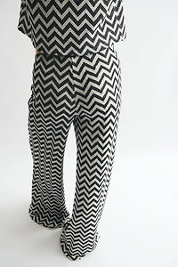 Wide-Leg Jacquard-Knit Pants