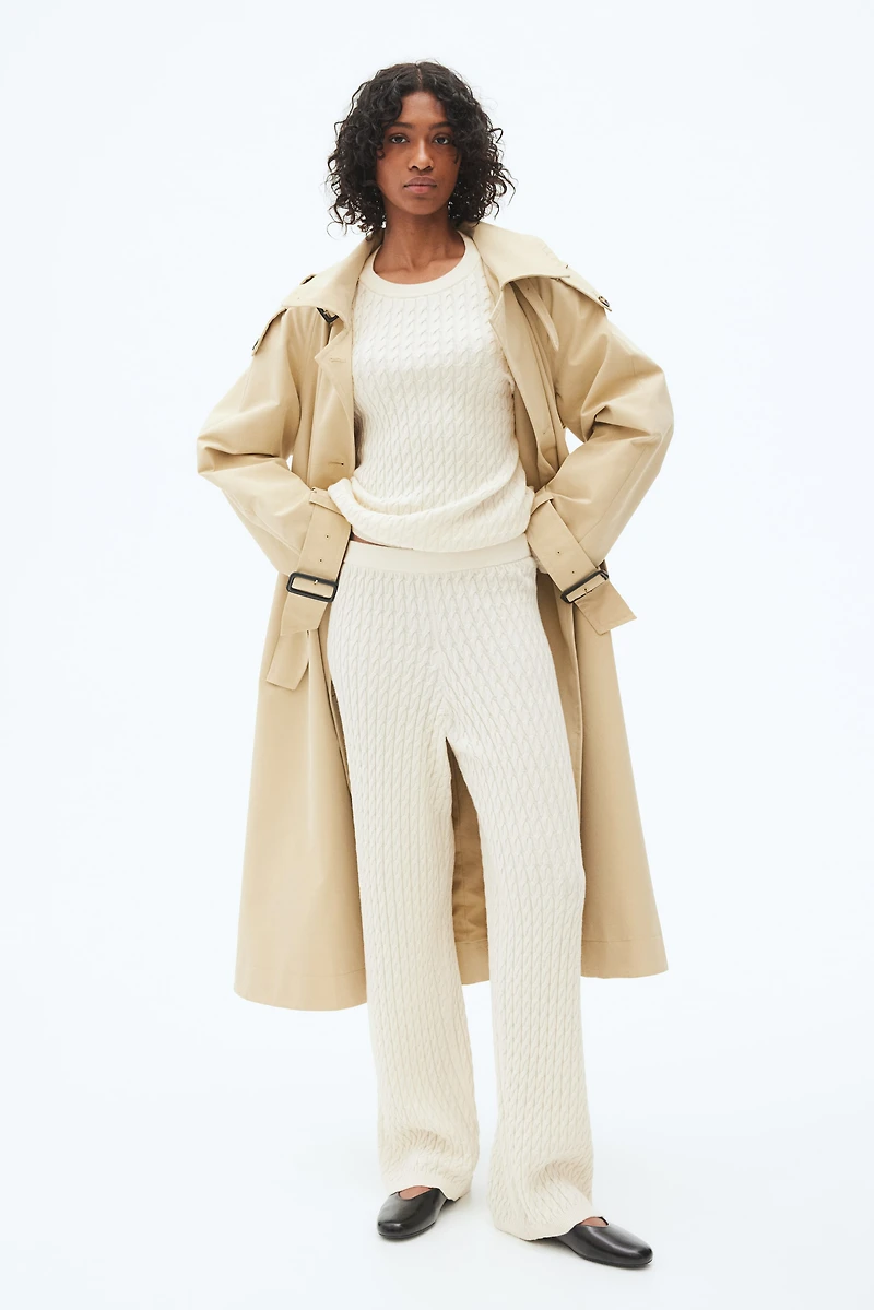 Pantalon en tricot torsadé de cachemire mélangé