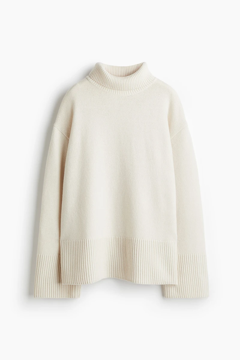 Chandail col roulé en cachemire mélangé