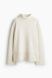 Chandail col roulé en cachemire mélangé