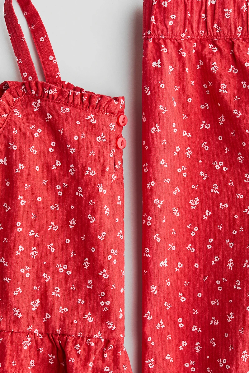 2-Piece Ruffle-Trimmed Seersucker Set