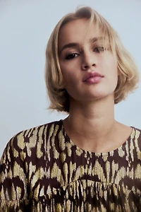 Oversized Jacquard-Weave Dress