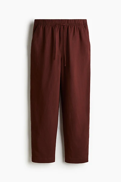 Linen-Blend Drawstring Pants