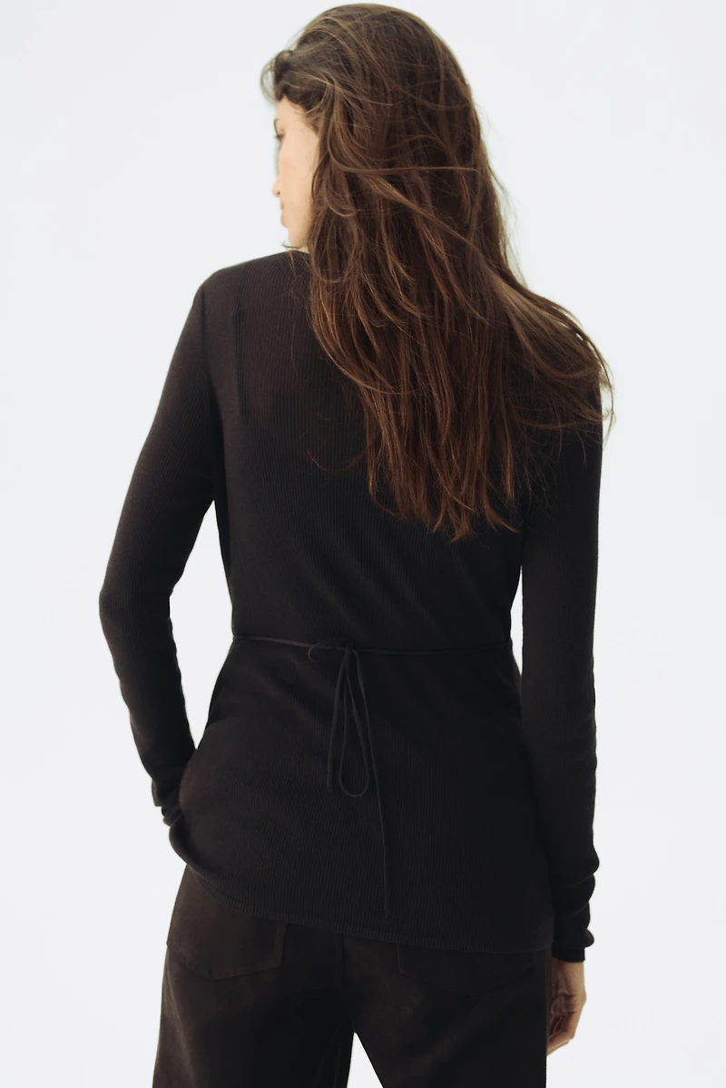 MAMA Rib-Knit Wrap Cardigan