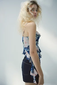 High-Waist Denim Skort