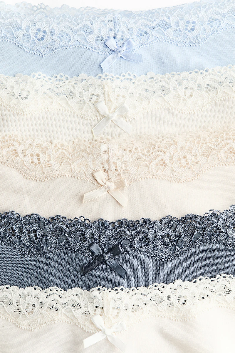 Lot de 5 culottes Brazilian en coton et dentelle