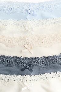 Lot de 5 culottes Brazilian en coton et dentelle