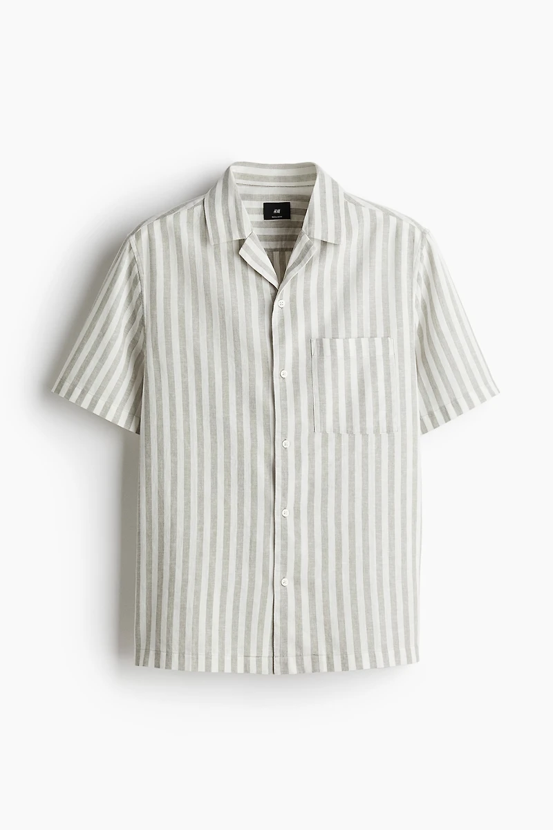 Regular-Fit Short-Sleeved Linen-Blend Shirt