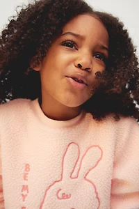 Embroidered Teddy Fleece Sweatshirt